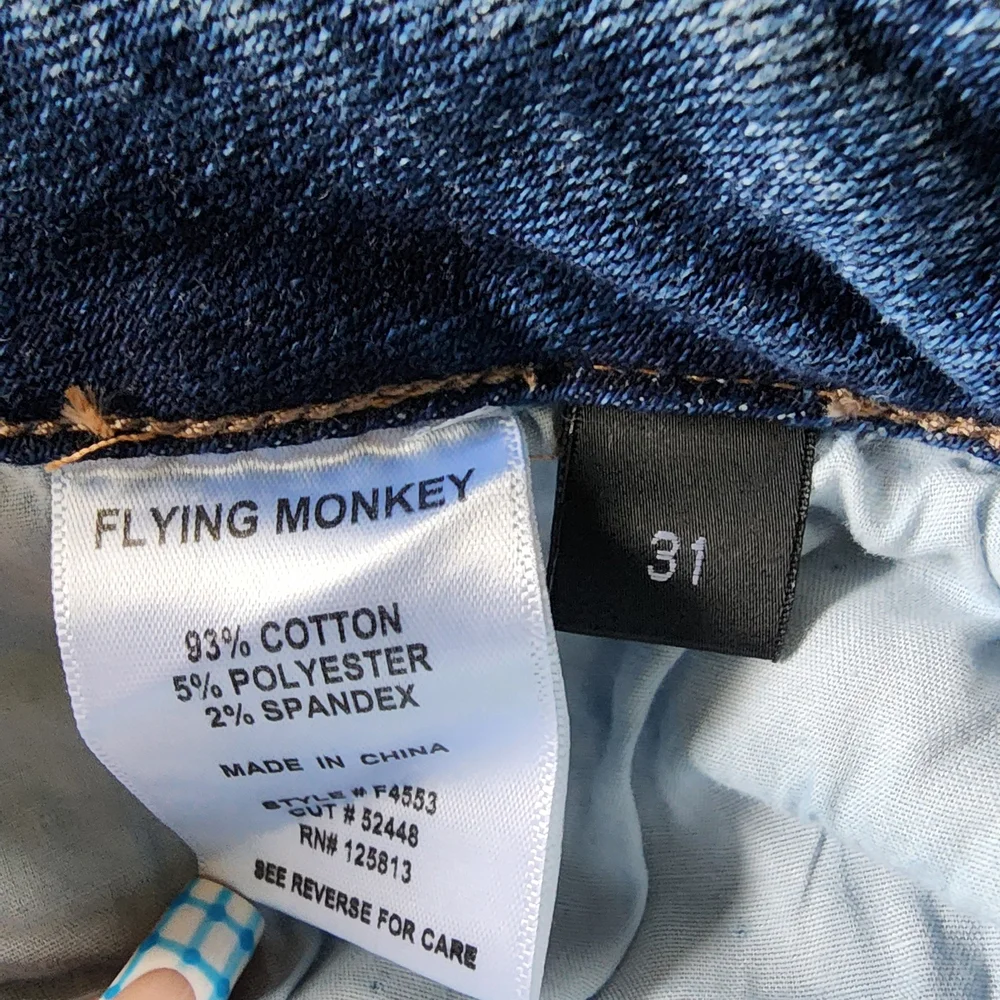 Flying Monkey Blue Distressed Straight Leg Jeans - Picture 5 of 5